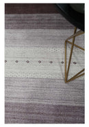 Ombre Purple and Ivory 5x7 Striped Wool and Bamboo Silk Hand Knotted Rug