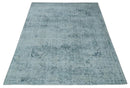 One of a Kind 8x10 Ivory, Gray and Charcoal Traditional Erased Hand Loomed Art Silk Area Rug