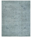 One of a Kind Traditional 8x10 Ivory, Gray and Charcoal Traditionally Hand Loomed Art Silk Area Rug