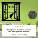 Open Window Design with Birds Silhouette