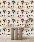 Geometrical Floral Pattern Wallpaper