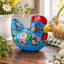 Fillable Wooden Chicken Keepsake Box With Floral Design 5 Inches Tall