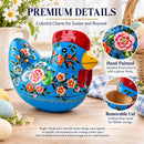 Fillable Wooden Chicken Keepsake Box With Floral Design 5 Inches Tall