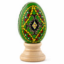 Green Diamond Hand Painted Wooden Pysanky Easter Egg