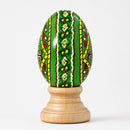Green Diamond Hand Painted Wooden Pysanky Easter Egg