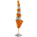 Orange & Silver Layered Tinsel Christmas Tree