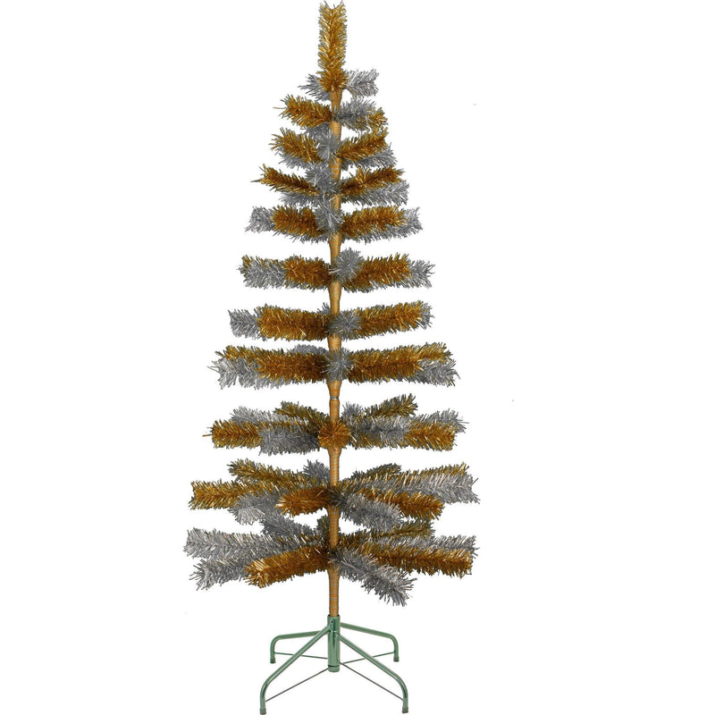 Orange & Silver Mixed Tinsel Christmas Tree