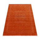 Orange And White Modern Design Hand Loomed Wool Area Rug