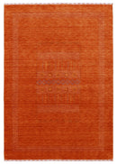 Orange And White Modern Design Hand Loomed Wool Area Rug