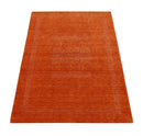 Orange And White Modern Design Hand Loomed Wool Area Rug