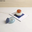 Orange & blue glass storage jar set kitchen candy pot