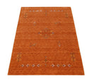 Orange Center Pattern Hand Loomed Wool Area Rug