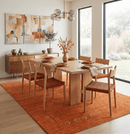 Orange Center Pattern Hand Loomed Wool Area Rug