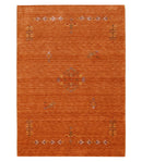 Orange Center Pattern Hand Loomed Wool Area Rug