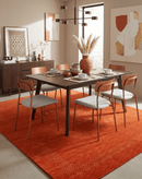 Orange Contemporary Center Pattern Hand Loomed Wool Rug