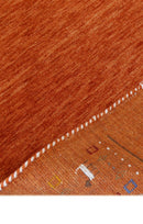 Orange Contemporary Design Hand Loomed Wool Area Rug