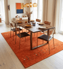 Orange Contemporary Design Hand Loomed Wool Area Rug