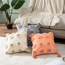 Orange & grey heart embroidery cushion cover living room tassels