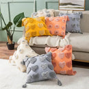 Orange & grey heart embroidery cushion cover living room tassels