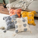 Orange & grey heart embroidery cushion cover living room tassels