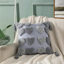 Orange & grey heart embroidery cushion cover living room tassels