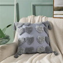 Orange & grey heart embroidery cushion cover living room tassels
