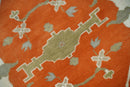 Orange, Ivory and Olive Hand knotted Oriental Oushak 9x12 wool Area Rug