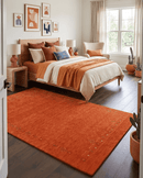 Orange Modern Geometrical Tribal Border Hand Loomed Wool Area Rug