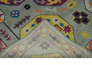 Orange, Silver and Mustard Traditional Mamluk Design Medallion Multi Size wool Area Rug