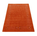 Orange Solid ground with Border Pattern Loomed Wool Area Rug