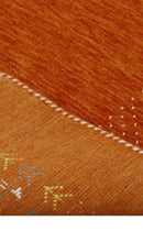Orange Solid ground with Border Pattern Loomed Wool Area Rug