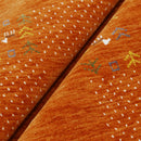 Orange Solid ground with Border Pattern Loomed Wool Area Rug