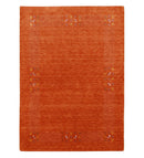 Orange Solid ground with Border Pattern Loomed Wool Area Rug