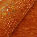 Orange Solid ground with Border Pattern Loomed Wool Area Rug