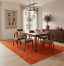 Orange Solid ground with Border Pattern Loomed Wool Area Rug