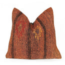 Orange Kilim Throw Pillow – Striped Boho Accent, Handmade