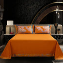 Orchid golden orange & teal egyptian cotton silk bedding set bedroom