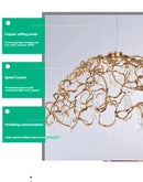 Organic copper crystal ceiling chandelier dining room pendant light