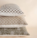 Cora Floral Block Printed Pillow Cover | Brown | Lumbar