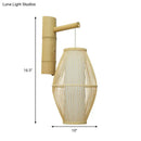 Oriental bamboo woven wall lamp – bedroom beige e26 e27 sconce