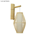 Oriental bamboo woven wall lamp – bedroom beige e26 e27 sconce