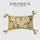Oriental beige autum orchid velvet lumbar pillow cover bedroom decor