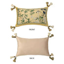 Oriental beige autum orchid velvet lumbar pillow cover bedroom decor
