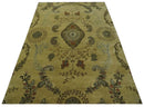 Oriental Floral Hand knotted Olive and Green 8x10 and 8.7x11.8 wool Area Rug