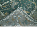 Oriental Oushak Teal Green and Gray 9x12 Hand Knotted Wool Area Rug
