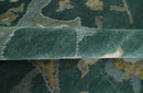 Oriental Oushak Teal Green and Gray 9x12 Hand Knotted Wool Area Rug