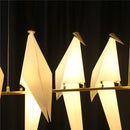 Origami crane bird design led pendant light dining room white gold