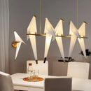 Origami crane bird design led pendant light dining room white gold