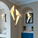 Origami white & gold crane chandelier iron led light for bedroom