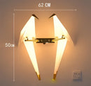 Origami white & gold crane chandelier iron led light for bedroom